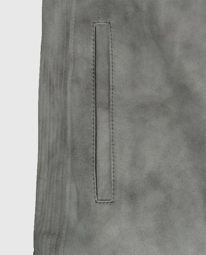 Men's Harbor Gray Biker Suede Jacket