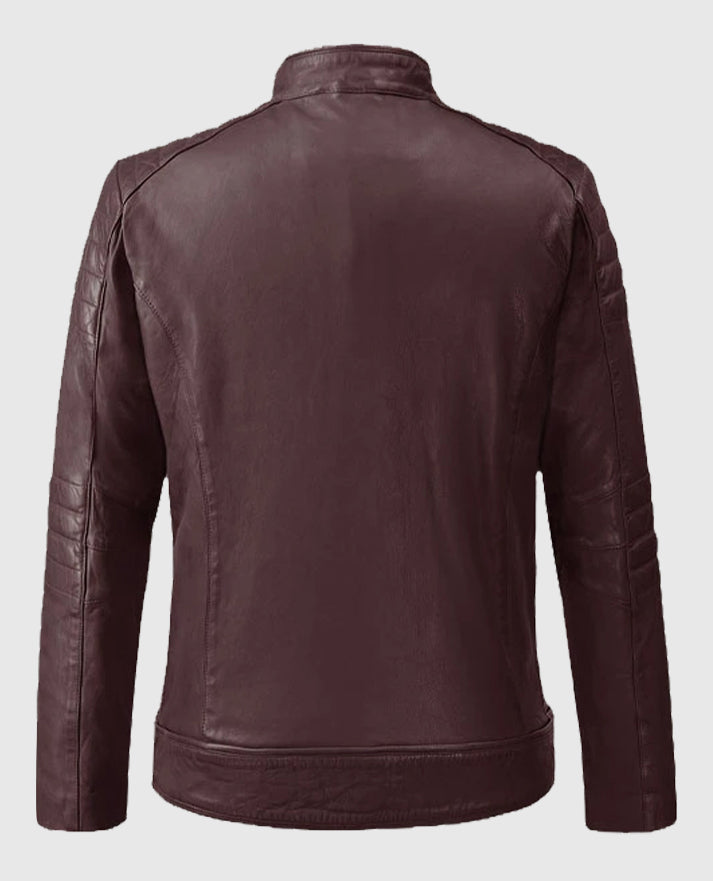 Men's Firefly Moto Burgundy Biker Leather Jacket