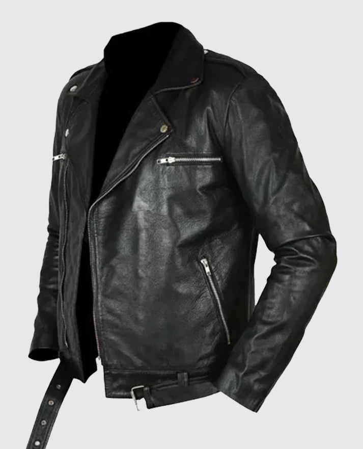 Negan Walking Dead Black Biker Leather Jacket