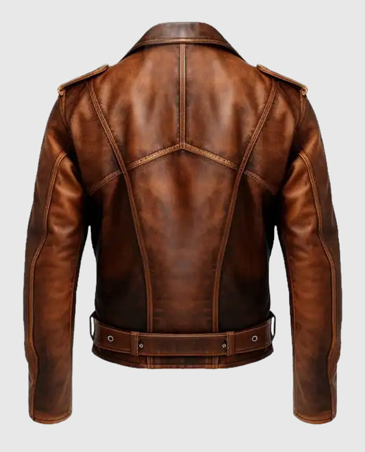 Men's Vintage Biker Brown Leather Jacket