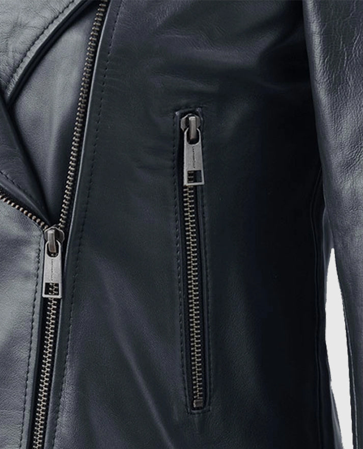 Women's Deep Black Leather Jacket