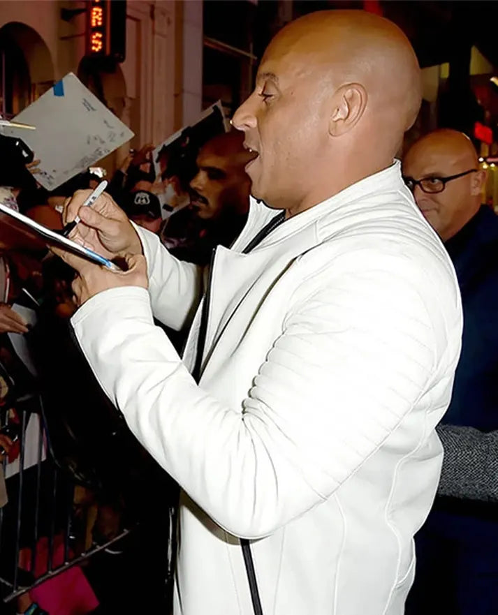 Vin Diesel White Leather Jacket