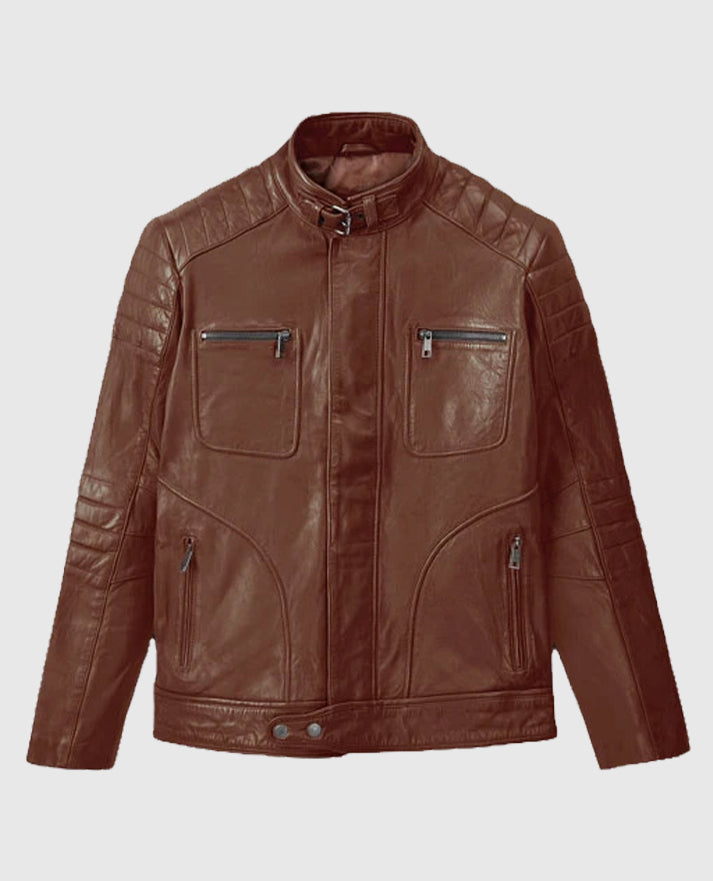 Men's Firefly Moto Tan Biker Leather Jacket