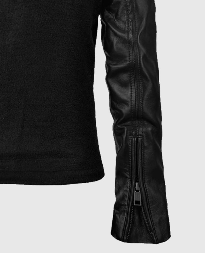 Women's Hooded Biker Leather Jacket