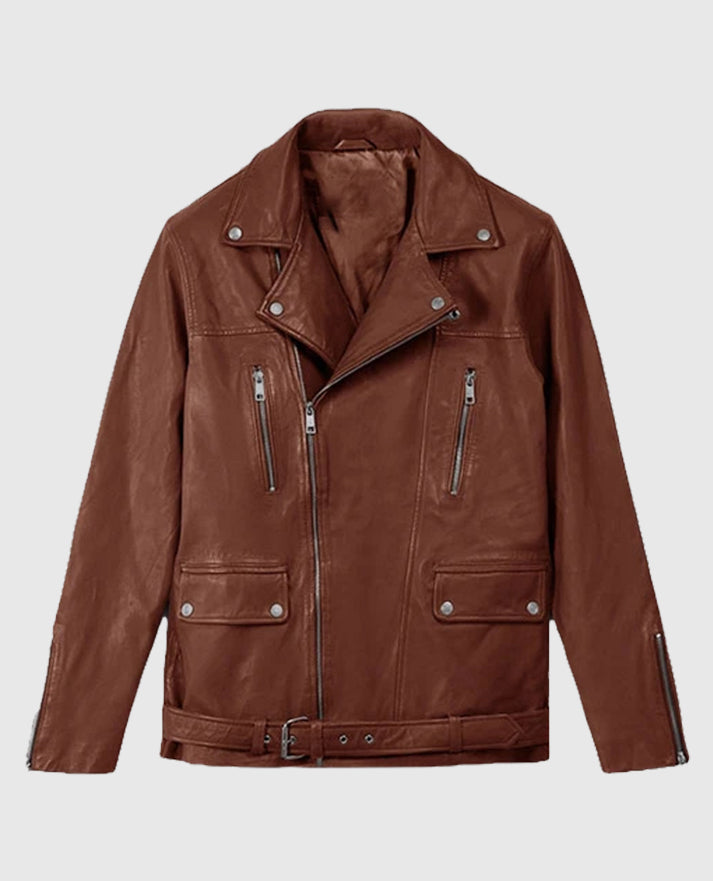 Men's Dauntless Tan Biker Leather Jacket