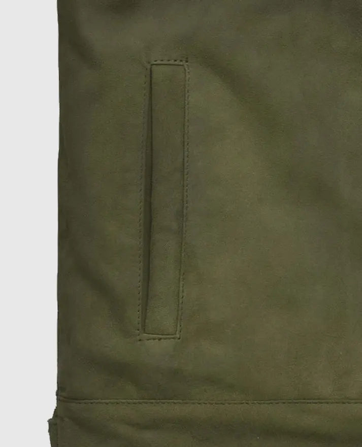 Ryan Reynolds Olive Green Leather Jacket