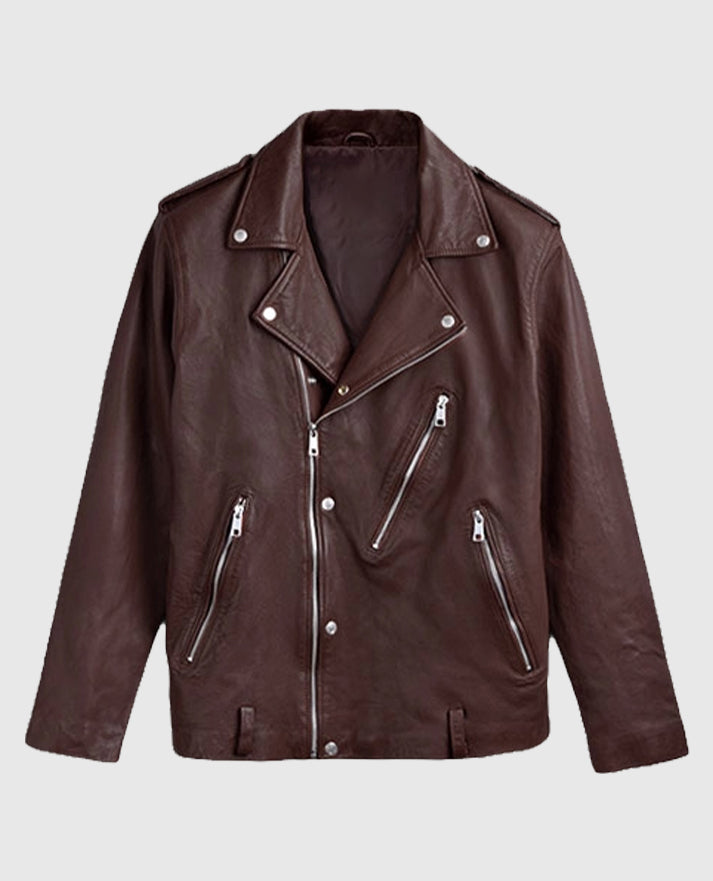 Men's Beast Burgundy Biker Leather Jacket