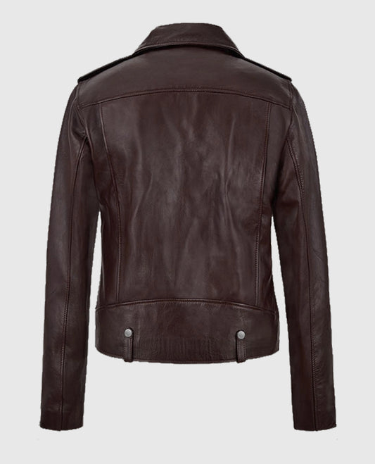 Burgundy Meghan Markle Brown Leather Jacket