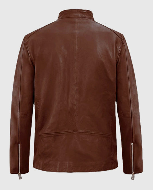 Motorad Tan Biker Leather Jacket For Men