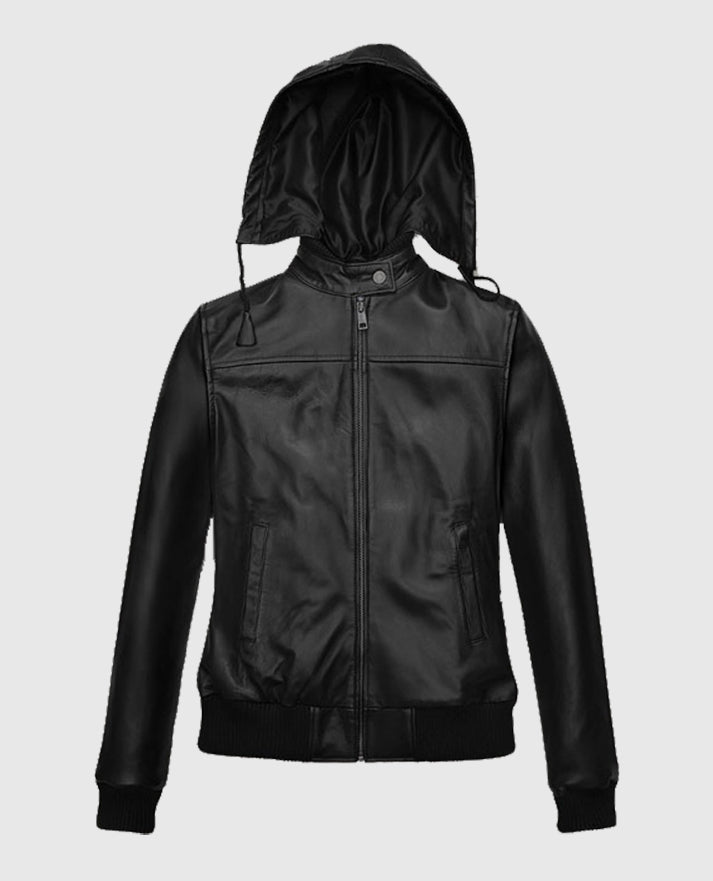 Symphony Detachable Hood Leather Jacket