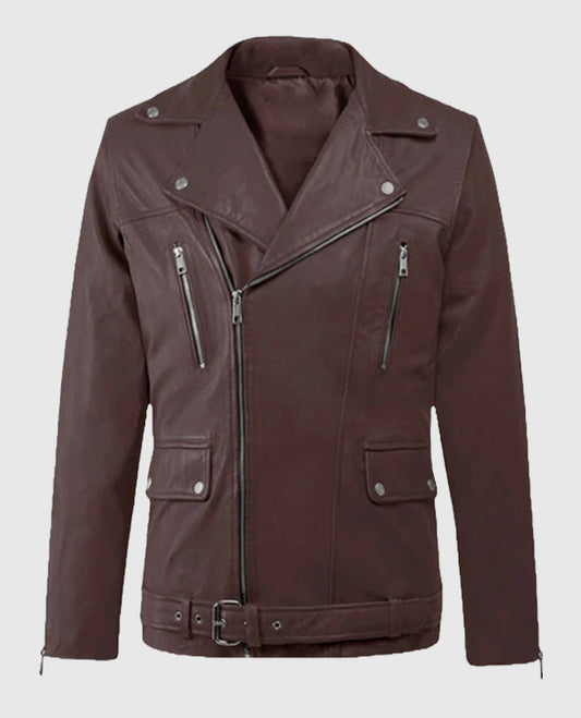 Men’s Dauntless Burgundy Biker Leather Jacket
