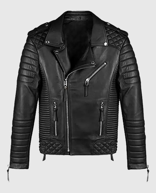 Men's Classic Black Biker Leather Jacket