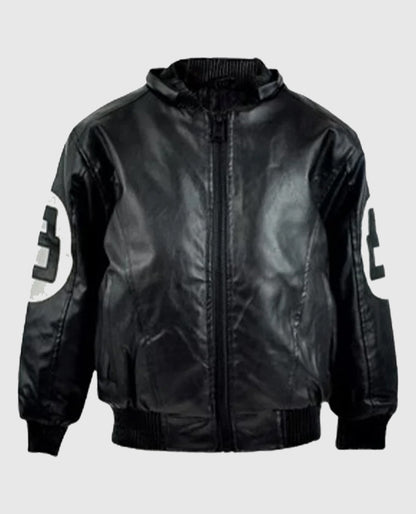 Men's 8 Ball Pool Hooded Bomber leather Jacket