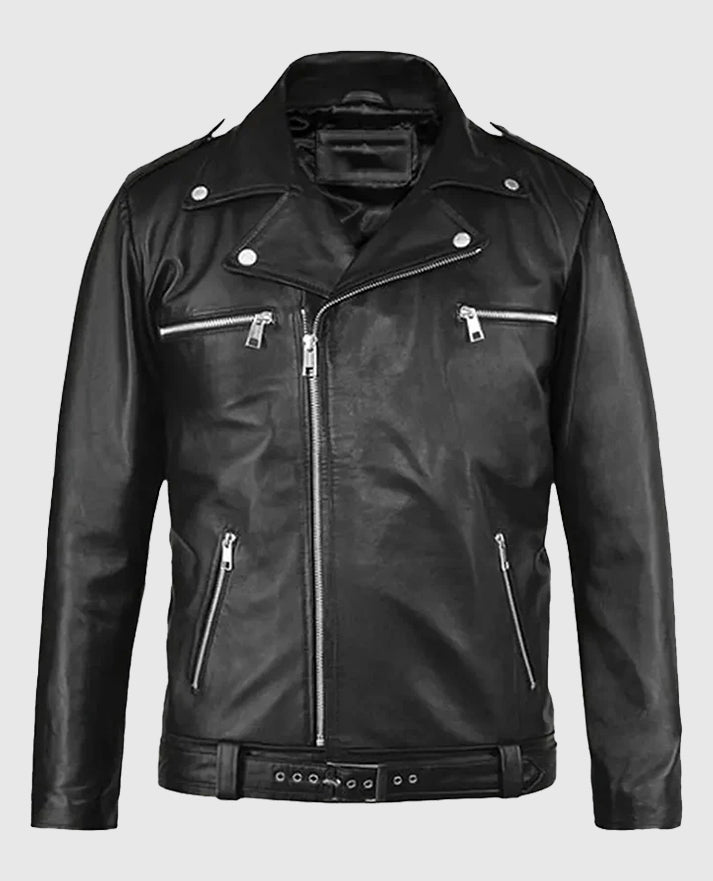 Negan Walking Dead Black Biker Leather Jacket