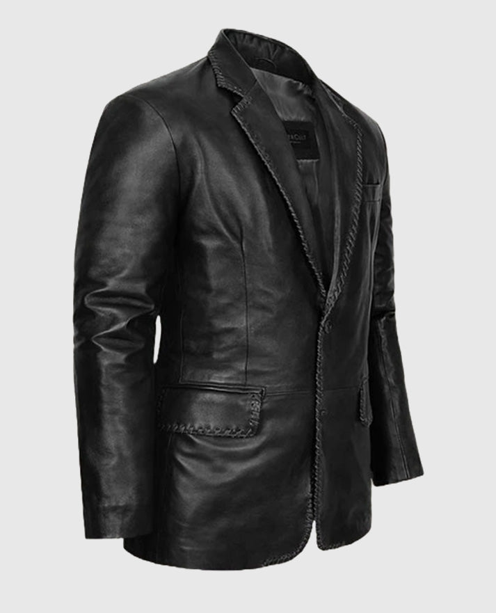 Men's Medieval Black Leather Blazer
