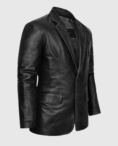 Men's Medieval Black Leather Blazer
