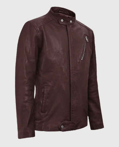Men's Motorad Burgundy Biker Leather Jacket
