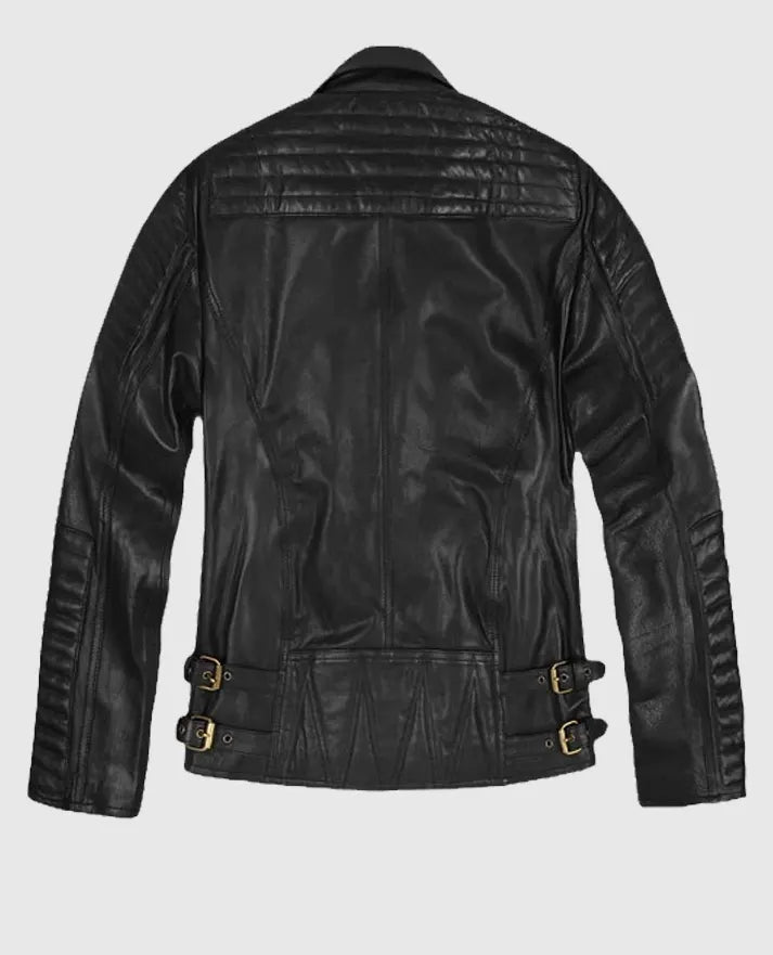 Men's Black Biker Leather Jacket - second image