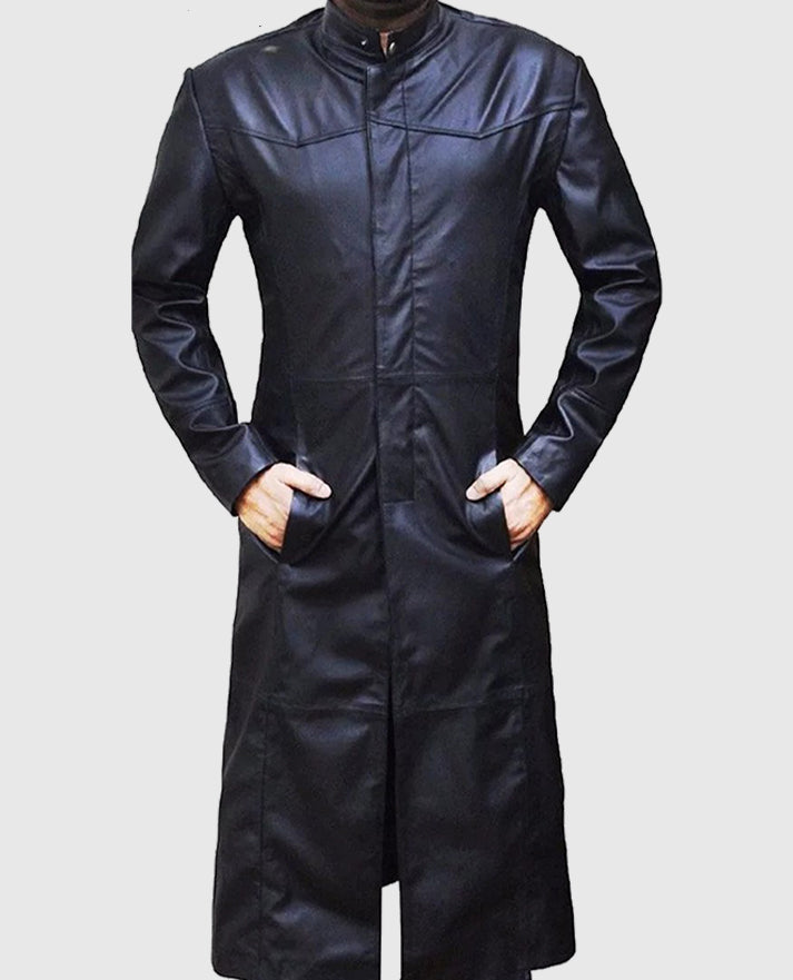 Neo Matrix Keanu Reeves Black Trench Coat