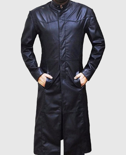 Neo Matrix Keanu Reeves Black Trench Coat