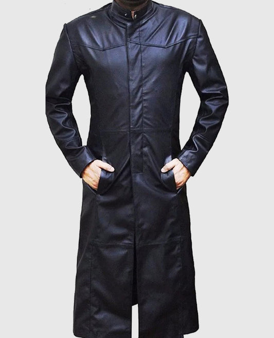 Neo Matrix Keanu Reeves Black Trench Coat