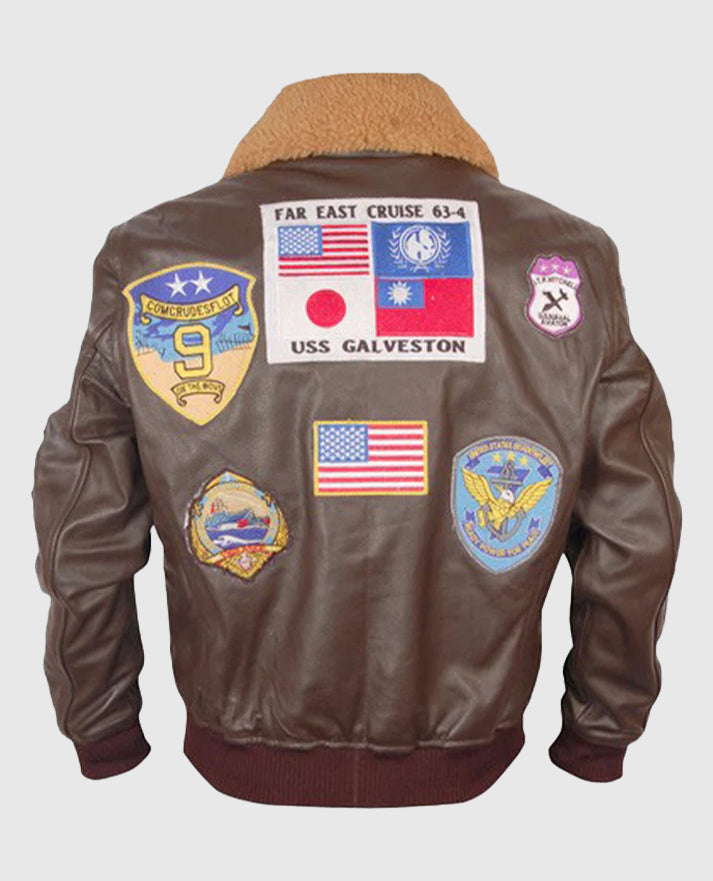 Top Gun Pete Mitchell Brown Bomber Leather Jacket