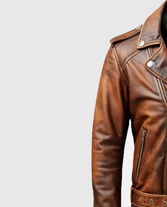 Men's Vintage Biker Brown Leather Jacket