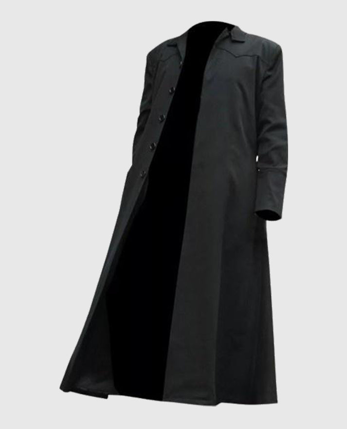 Neo Matrix Keanu Reeves Black Trench Coat