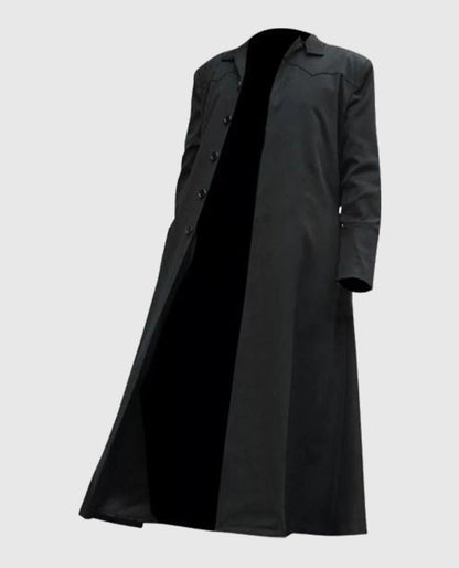 Neo Matrix Keanu Reeves Black Trench Coat