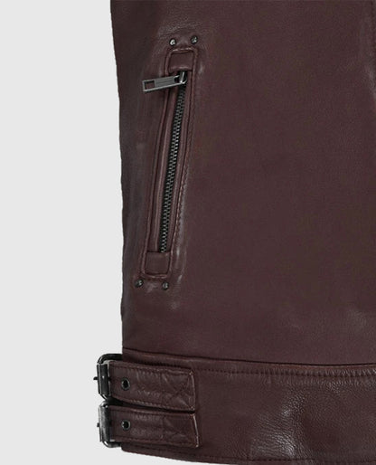 Men's Falcon Burgundy Rider Leather Jacket