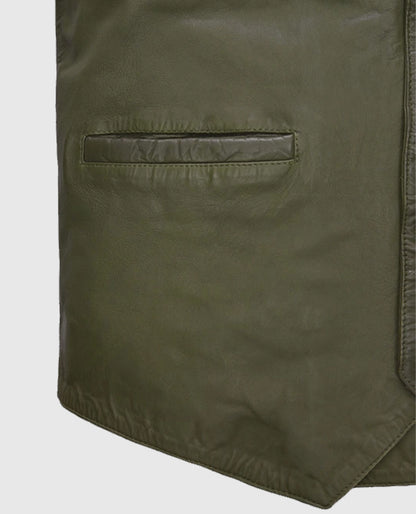 Men's Basicallo Green Washed and Wax Cowboy Leather Vest