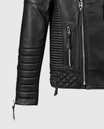 Men's Classic Black Biker Leather Jacket