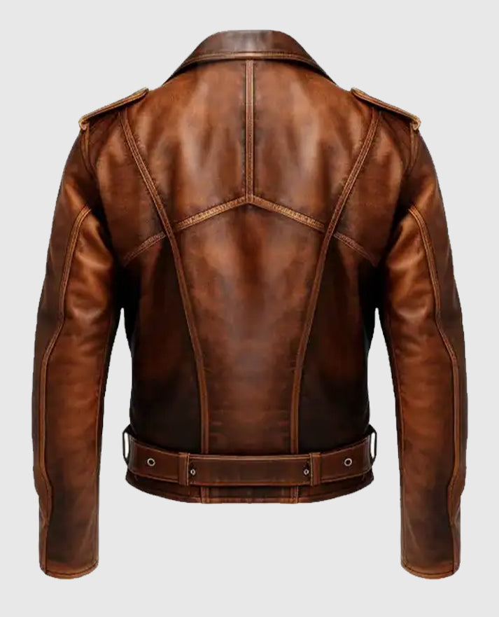 Men's Vintage Biker Brown Leather Jacket