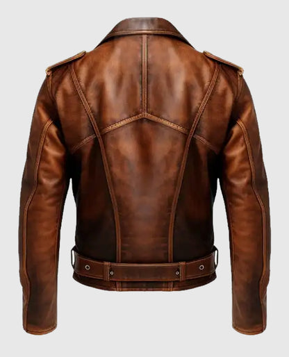 Men's Vintage Biker Brown Leather Jacket