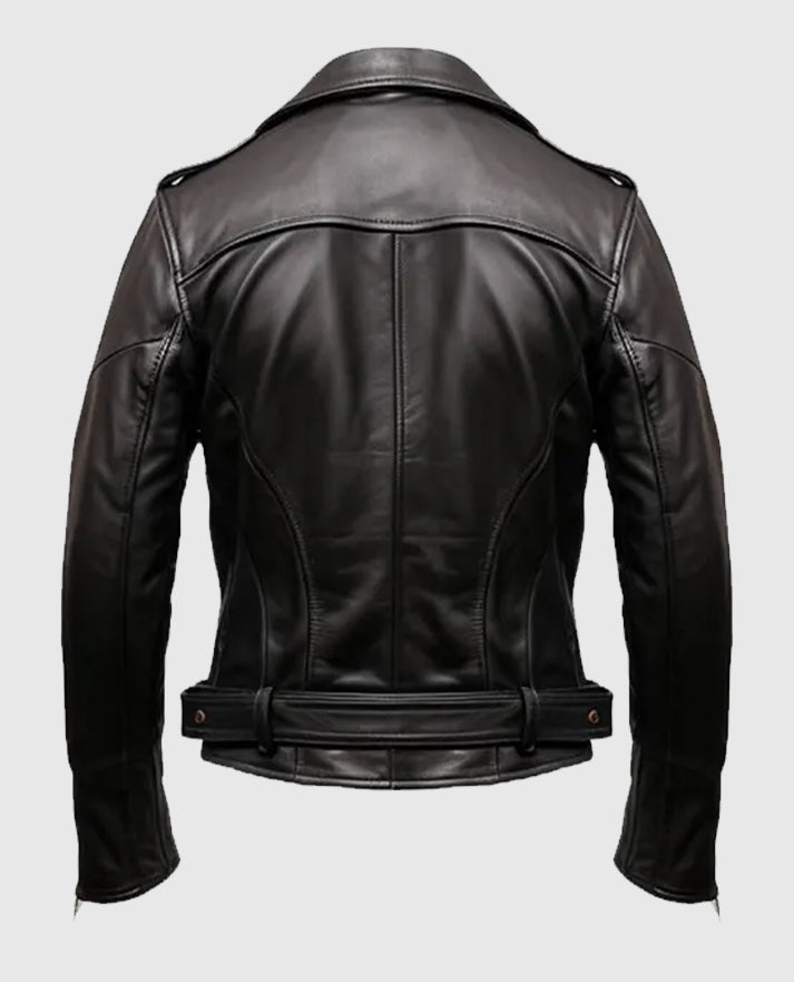 Men's Black Biker Genuine Leather Jacket