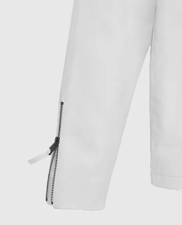Men's White Cafe Racer White Leather Jacket