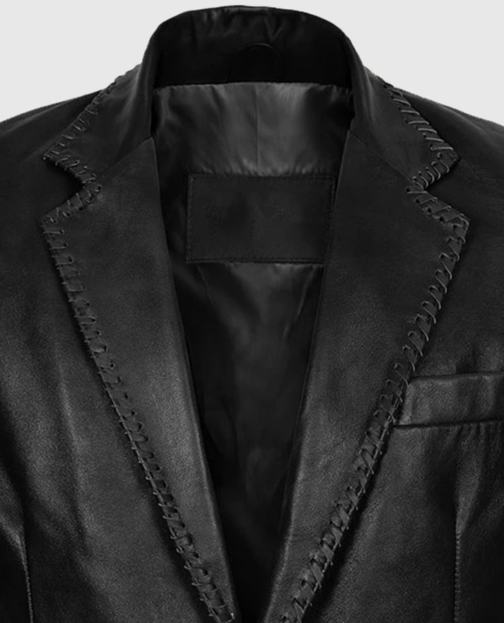 Men's Medieval Black Leather Blazer