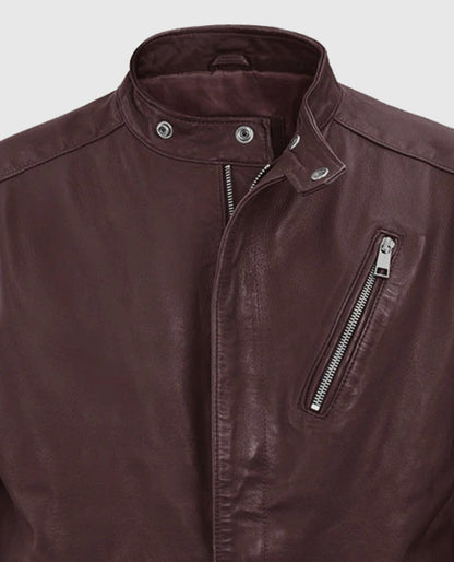 Men's Motorad Burgundy Biker Leather Jacket