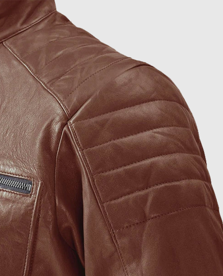Men's Firefly Moto Tan Biker Leather Jacket