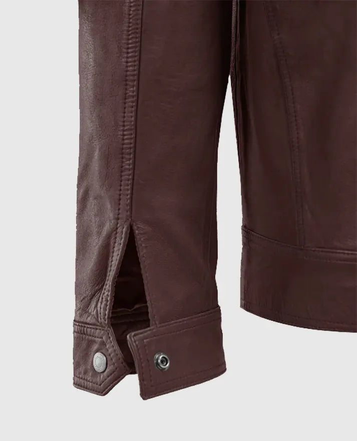 Men's Thunder Storm Burgundy Biker Leather Jacket