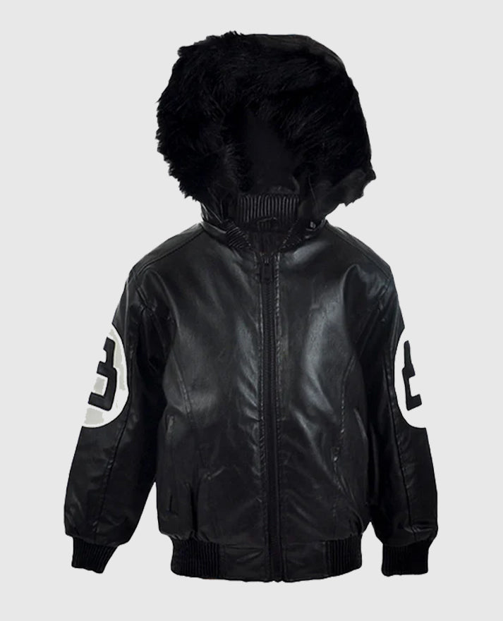 Men's 8 Ball Pool Hooded Bomber leather Jacket