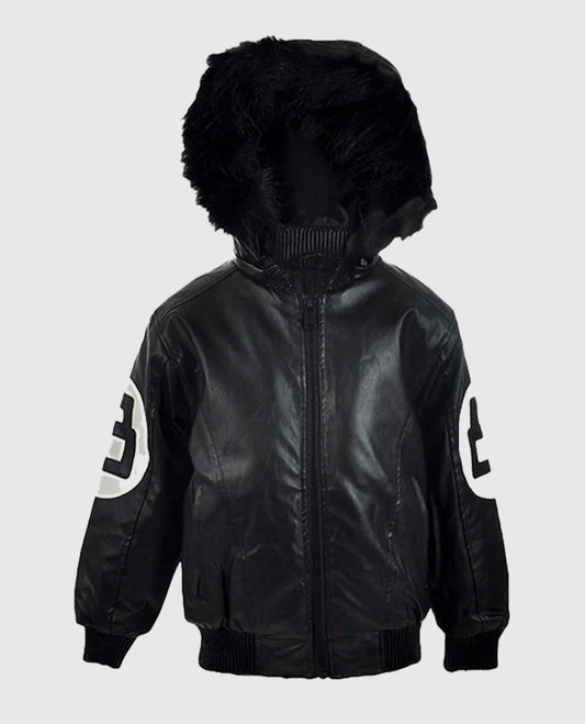 Men's 8 Ball Pool Hooded Bomber leather Jacket