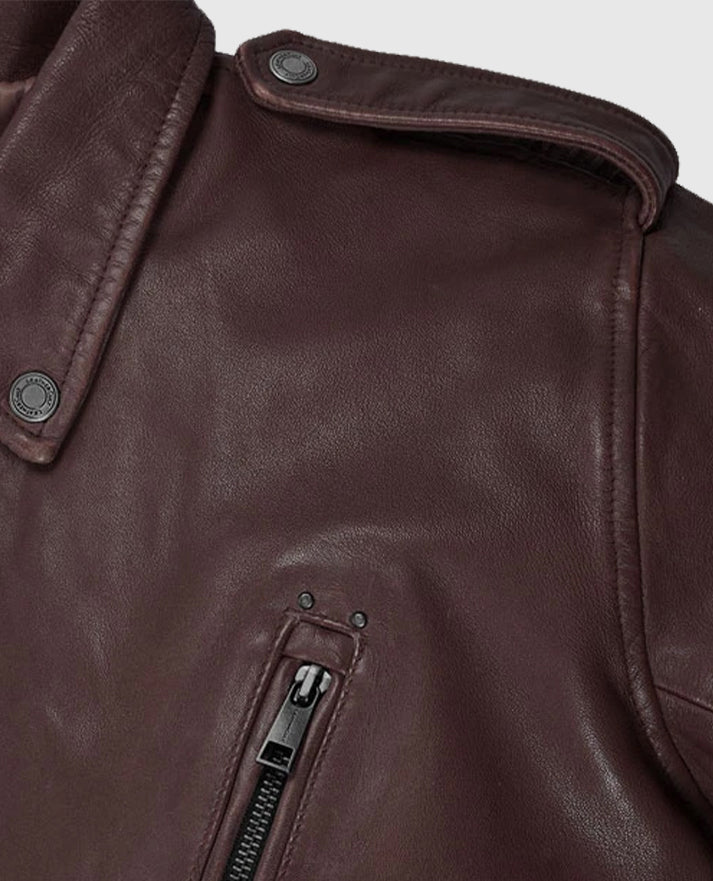 Men's Falcon Burgundy Rider Leather Jacket