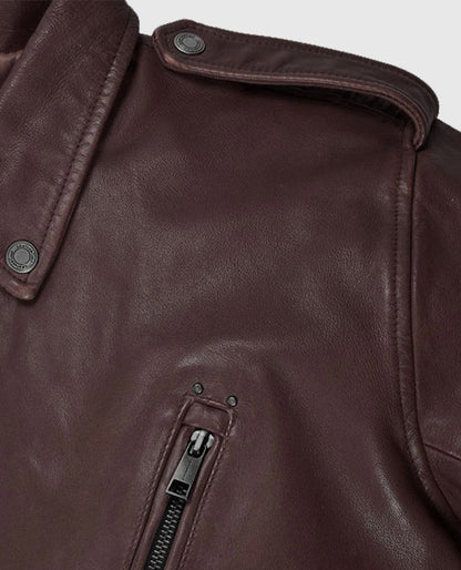 Men's Falcon Burgundy Rider Leather Jacket