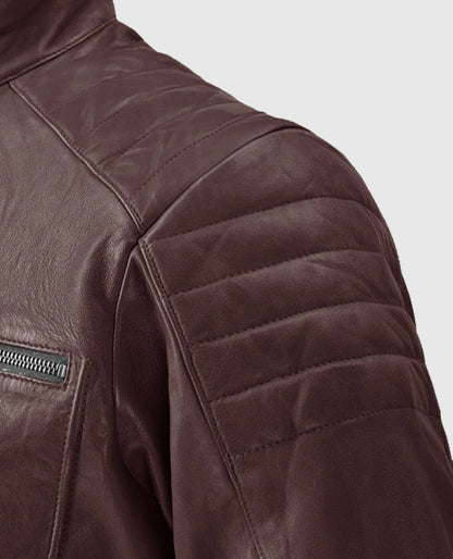 Men's Firefly Moto Burgundy Biker Leather Jacket