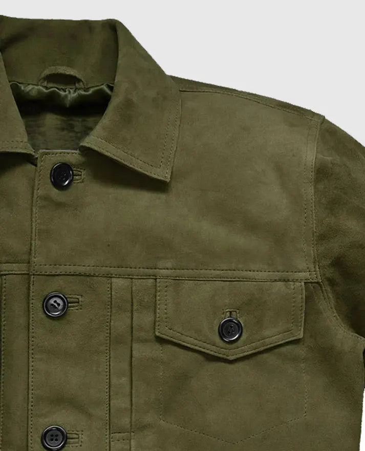 Ryan Reynolds Olive Green Leather Jacket