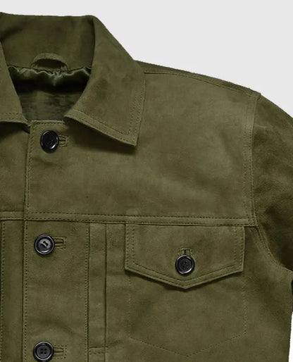 Ryan Reynolds Olive Green Leather Jacket