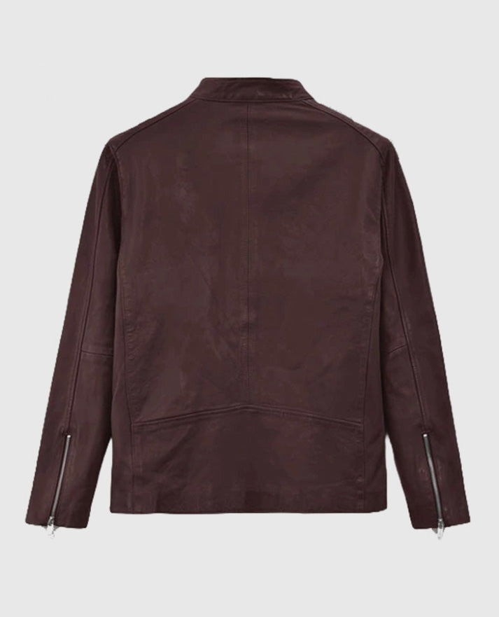 Men's Motorad Burgundy Biker Leather Jacket
