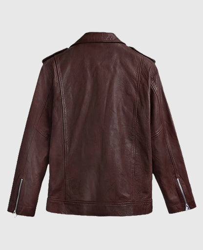Men's Beast Burgundy Biker Leather Jacket