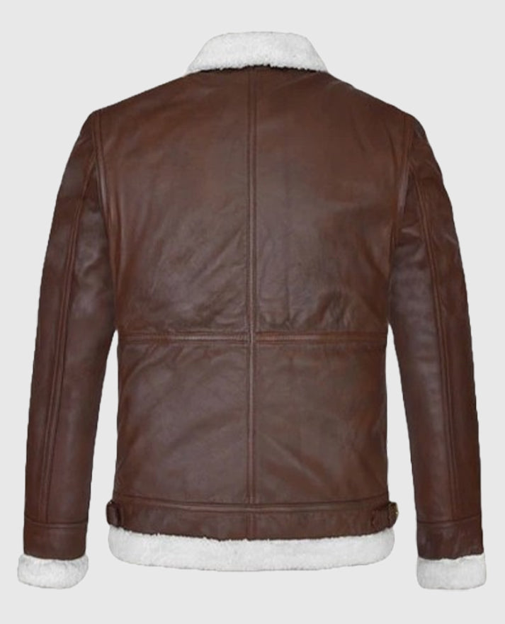 B3 Aviator Spanish Brown Leather Jacket For Mens 